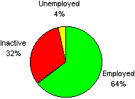 Pie chart showing the relative proportions of the three types of unemployment.