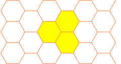 A hexagonal grid of family glebas.