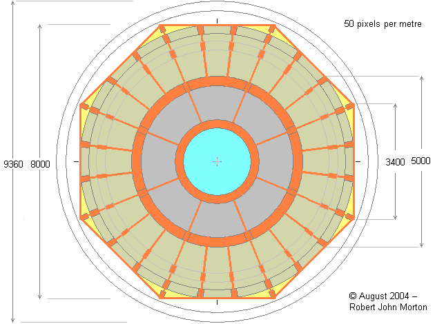 Plan view of the central shell of each of the two daisies of the landshare dwelling.