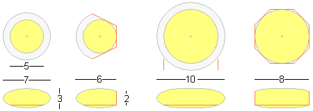 The slicing required for each of the two types of ellipsoid used in the twin-daisy landshare dwelling.