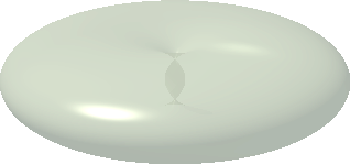 Um vórtice assimétrico, com um contorno de fluxo na forma de um toróide fechado.