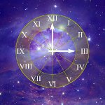 Depiction of the notion that time passes at the same apparent rate, whether or not I am travelling through space at any particu­lar velocity relative to anything else.