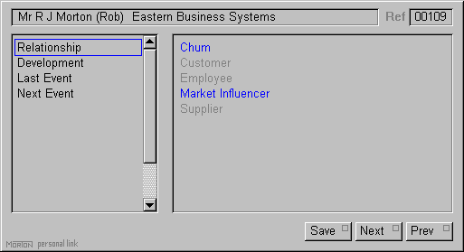 The market profile window of the EBS Personal Link application.