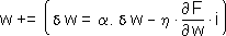 'C' notation for adding momentum to the weight adjustments.