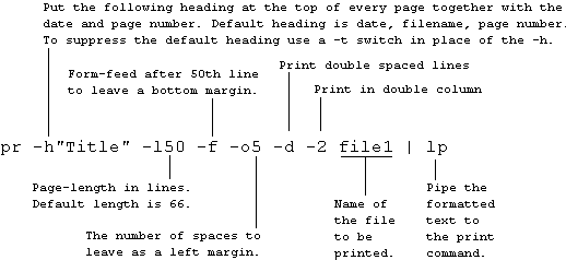 Annotated Unix print formatting command.