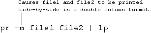 Annotated Unix command to print files side by side in columns.